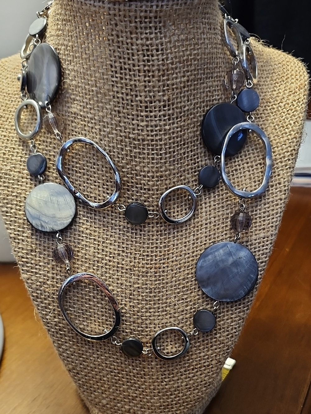 Lia Sophia Multi-Shape Gray Statement Necklace